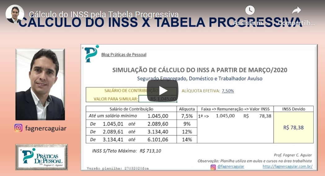 Como calcular o INSS pela tabela progressiva Práticas de Pessoal